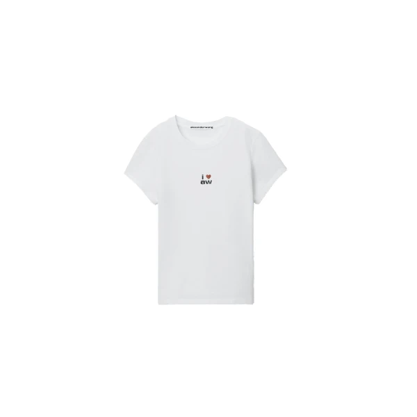 Alexander Wang Crystal Hotfix I Heart AW Tee in White | Luxury Shoes 