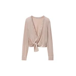 Alexander Wang Crystal Hotfix Knotted Deep V-Neck Cardigan in Nude | Luxury Shoes 