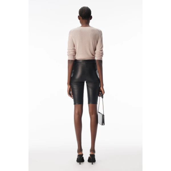 Alexander Wang Crystal Hotfix Knotted Deep V-Neck Cardigan in Nude | Cardigan | Luxury Shoes 
