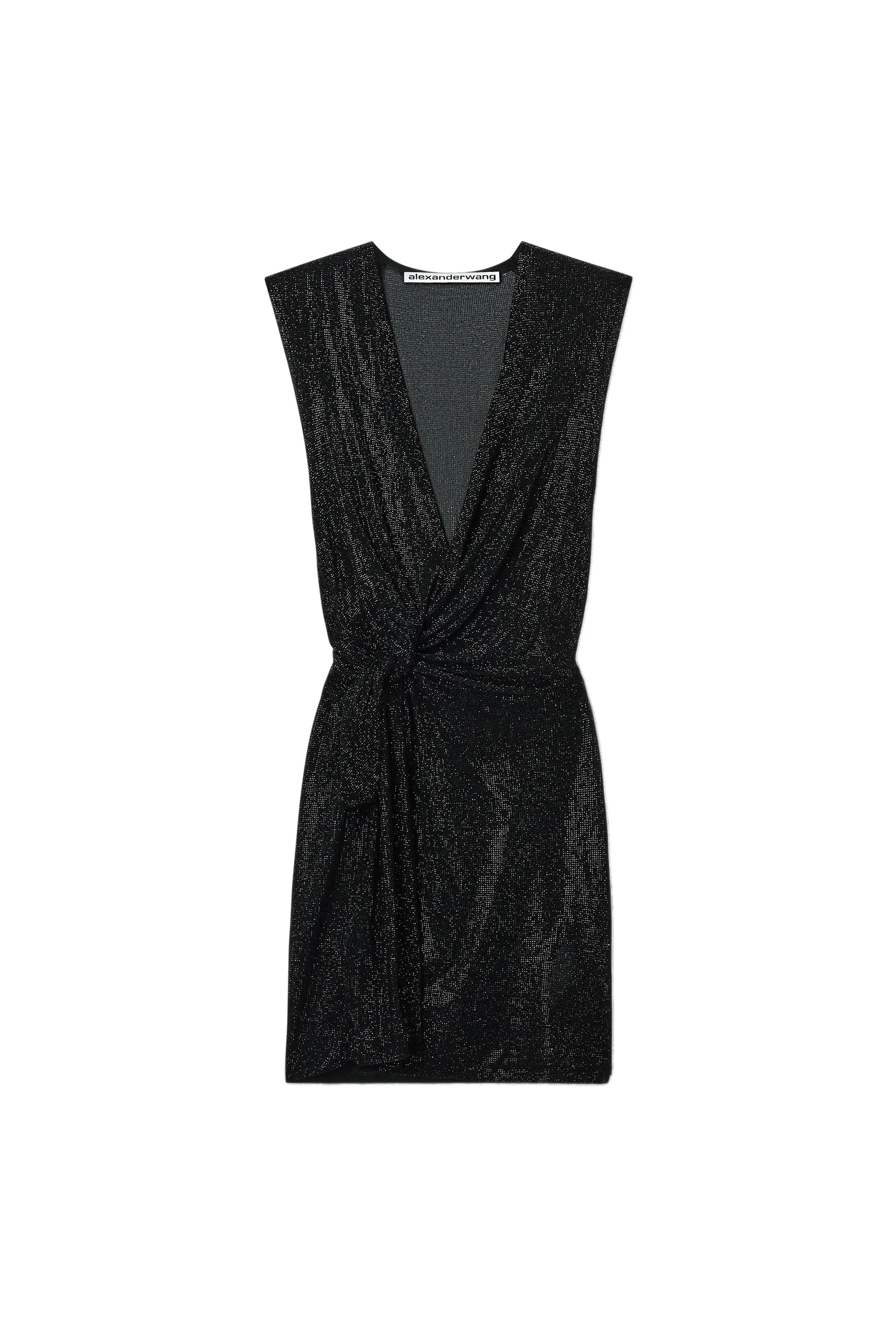 Alexander Wang Crystal Hotfix Knotted Deep V-Neck Tank Dress in Black Alexander Wang Crystal Hotfix Knotted Deep V-Neck Tank Dress in Black | Luxury Shoes