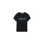 Alexander Wang Crystal Hotfix Leather Graphic Fitted Tee in Black | Luxury Shoes 
