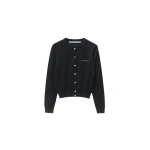 Alexander Wang Crystal Hotfix Logo Cardigan in Black | Luxury Shoes 