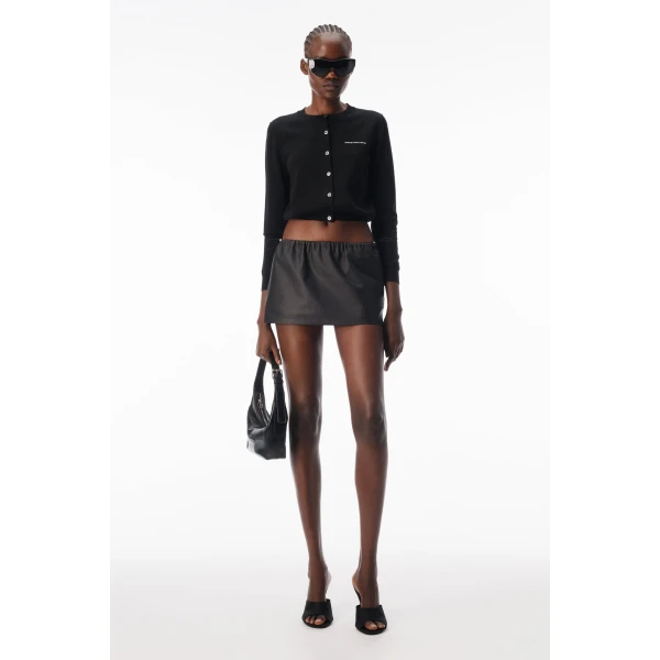 Alexander Wang Crystal Hotfix Logo Cardigan in Black | Cardigan | Luxury Shoes 