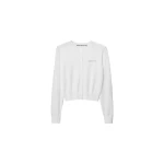 Alexander Wang Crystal Hotfix Logo Cardigan in Soft White | Luxury Shoes 