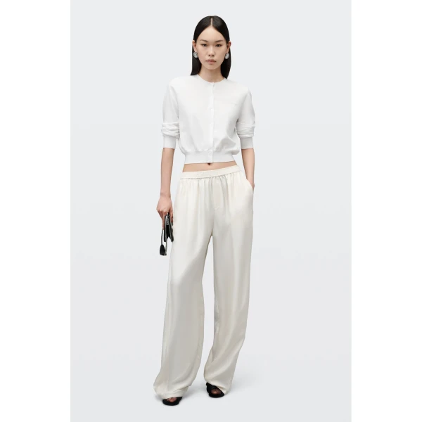 Alexander Wang Crystal Hotfix Logo Cardigan in Soft White | Cardigan | Luxury Shoes 