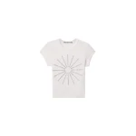 Alexander Wang Crystal Hotfix Pinwheel Fitted Tee in White | Luxury Shoes 