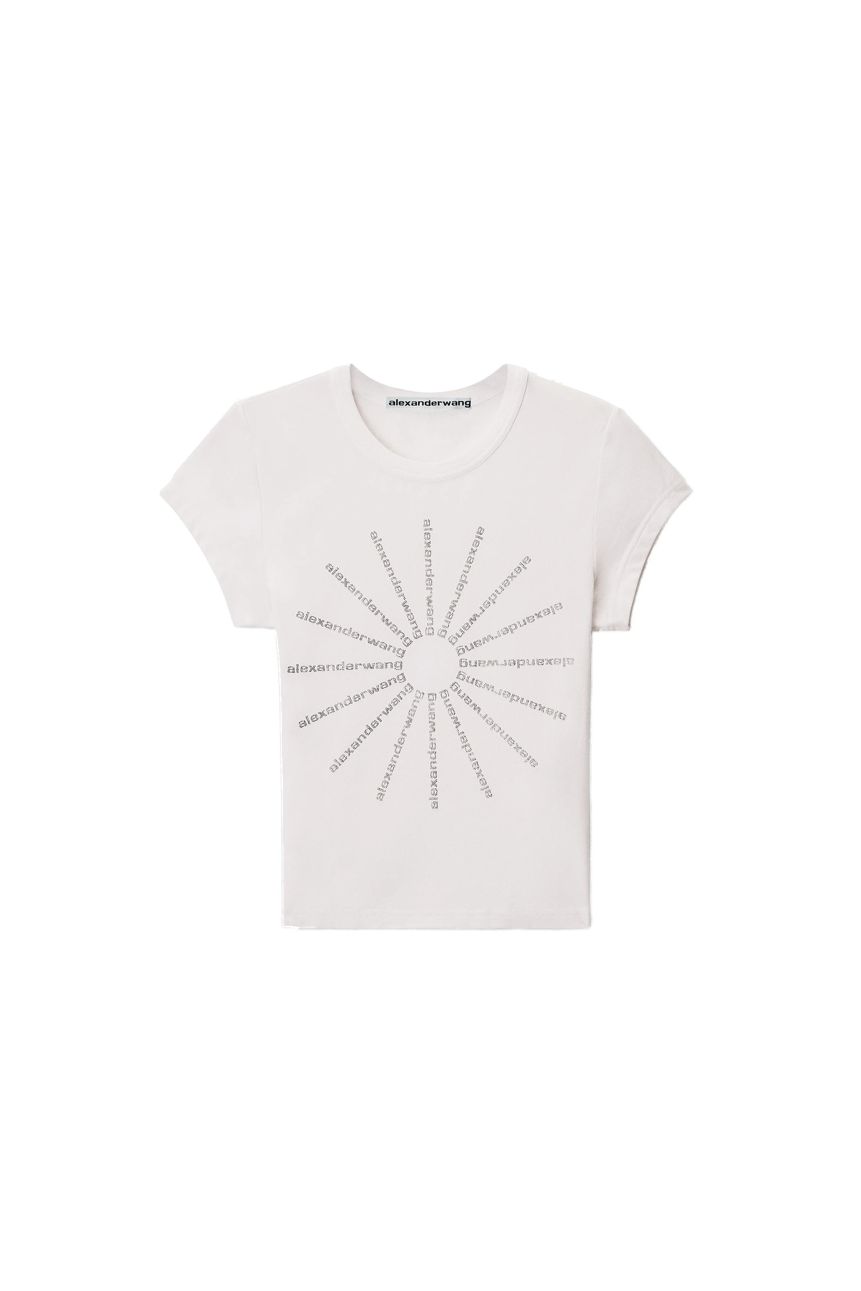 Alexander Wang Crystal Hotfix Pinwheel Fitted Tee in White Alexander Wang Crystal Hotfix Pinwheel Fitted Tee in White | Luxury Shoes