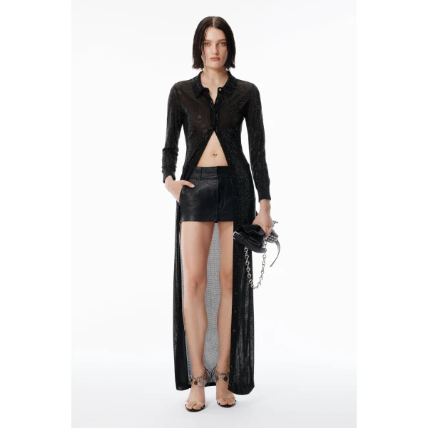 Alexander Wang Crystal Hotfix Polo Maxi Dress in Black | Maxi Dresses | Luxury Shoes 