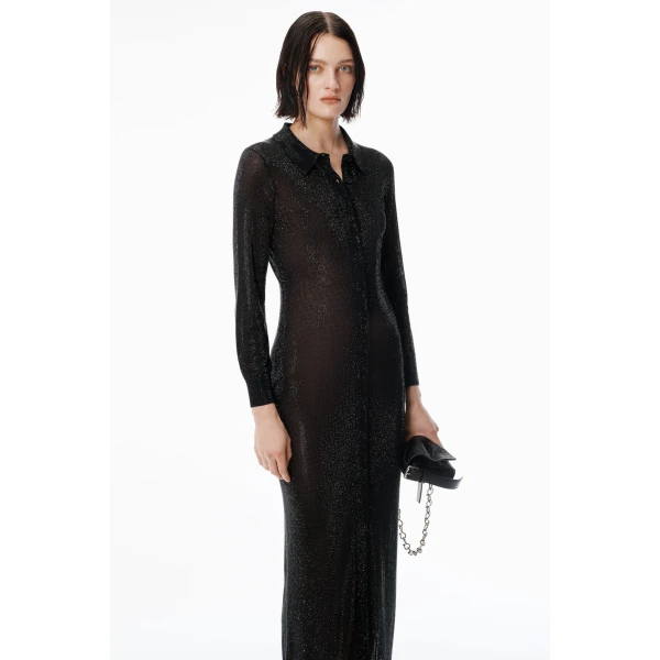 Alexander Wang Crystal Hotfix Polo Maxi Dress in Black | Maxi Dresses | Luxury Shoes 