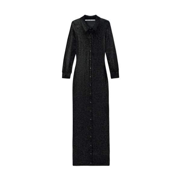 Alexander Wang Crystal Hotfix Polo Maxi Dress in Black | Luxury Shoes 