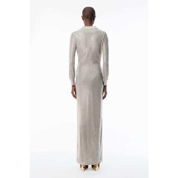 Alexander Wang Crystal Hotfix Polo Maxi Dress in Champagne | Maxi Dresses | Luxury Shoes 