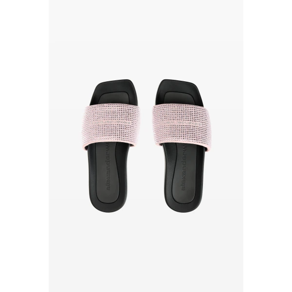 Alexander Wang Crystal Hotfix Pool Slide in Pink | Flip Flops & Slides | Luxury Shoes 