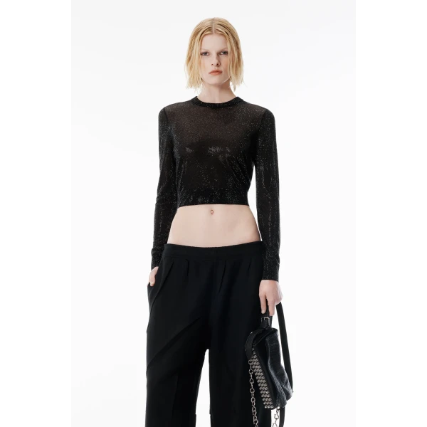 Alexander Wang Crystal Hotfix Pullover in Black | Sweaters | Luxury Shoes 