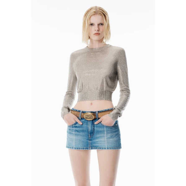Alexander Wang Crystal Hotfix Pullover in Champagne | Sweaters | Luxury Shoes 