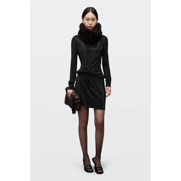 Alexander Wang Crystal Hotfix Twist Boatneck Dress in Black | Dresses | Luxury Shoes 