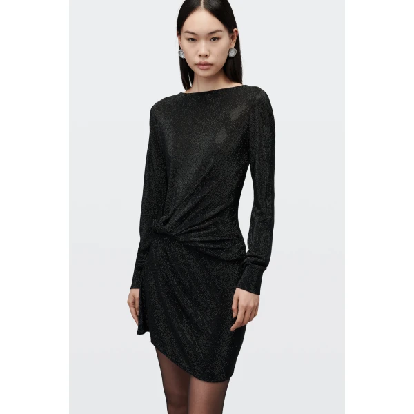 Alexander Wang Crystal Hotfix Twist Boatneck Dress in Black | Dresses | Luxury Shoes 