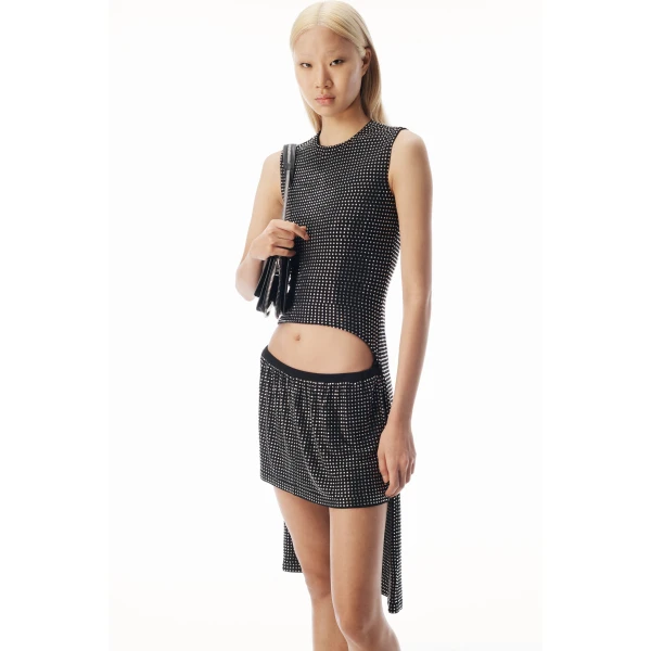 Alexander Wang Crystal Sleeveless High-Low Top in Black | Sleeveless | Luxury Shoes 