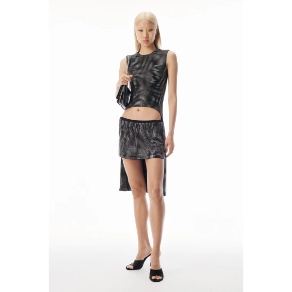 Alexander Wang Crystal Sleeveless High-Low Top in Black | Sleeveless | Luxury Shoes 