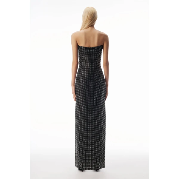 Alexander Wang Crystal Strapless High-Low Mini Dress in Black | Mini Dresses | Luxury Shoes 