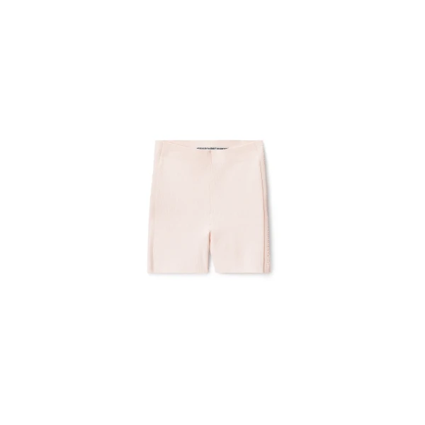 Alexander Wang Debossed Logo Bike Short in Ballet Pink | Luxury Shoes 