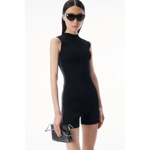Alexander Wang Debossed Logo Bike Short in Black | Shorts | Luxury Shoes 