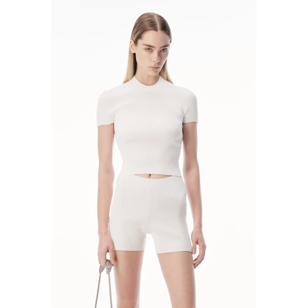Alexander Wang Debossed Logo Bike Short in Optic White | Shorts | Luxury Shoes 