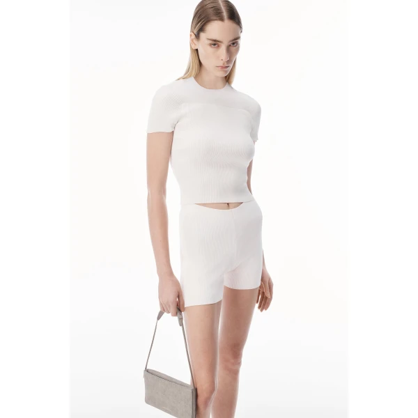 Alexander Wang Debossed Logo Bike Short in Optic White | Shorts | Luxury Shoes 