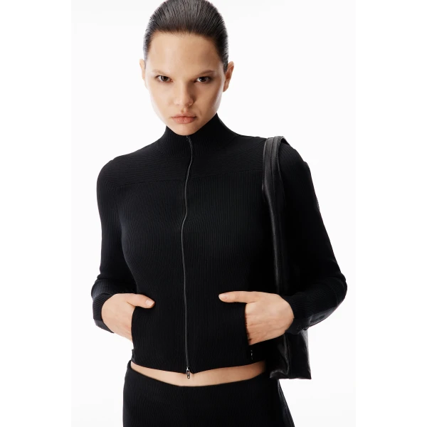 Alexander Wang Debossed Logo Fitted Jacket in Black | Jackets | Luxury Shoes 