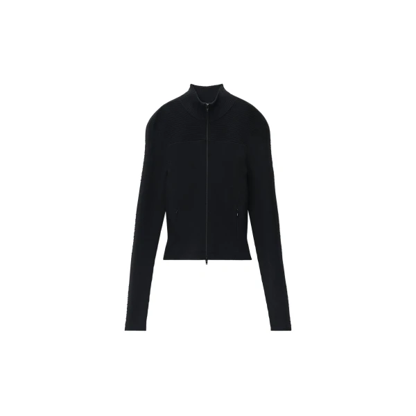Debossed Logo Fitted Jacket in Black