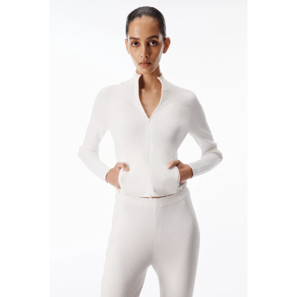 Alexander Wang Debossed Logo Fitted Jacket in Optic White | Jackets | Luxury Shoes 