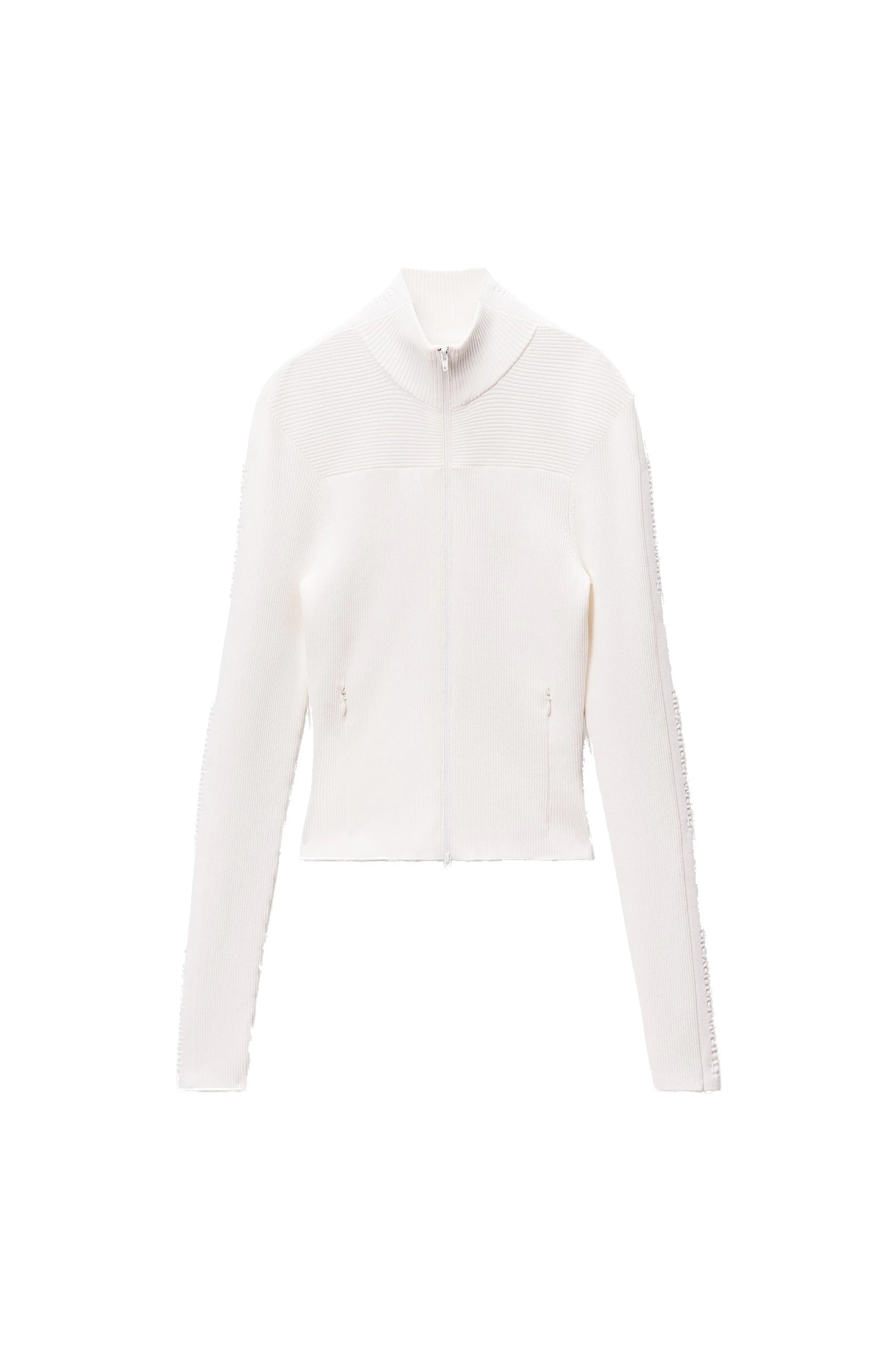 Alexander Wang Debossed Logo Fitted Jacket in Optic White Alexander Wang Debossed Logo Fitted Jacket in Optic White | Luxury Shoes