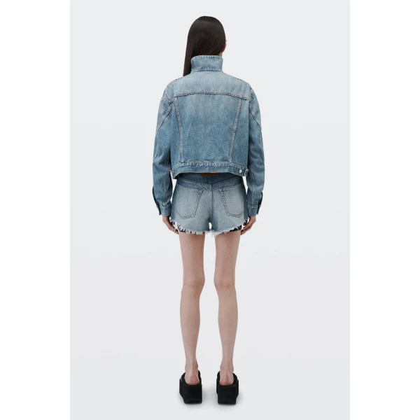 Alexander Wang Denim Track Jacket in Vintage Light Indigo | Jackets | Luxury Shoes 