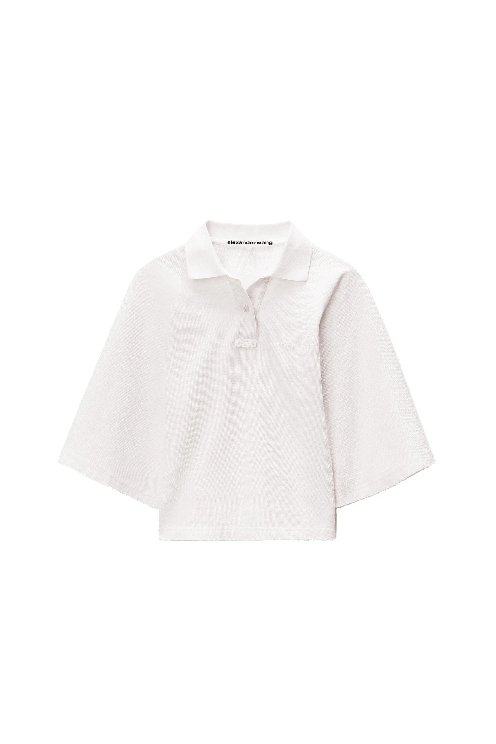 Alexander Wang Draped Sleeve Fitted Polo in Vintage White Alexander Wang Draped Sleeve Fitted Polo in Vintage White | Luxury Shoes