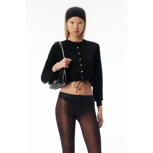 Alexander Wang Drawstring Hem Cardigan in Black | Cardigan | Luxury Shoes 