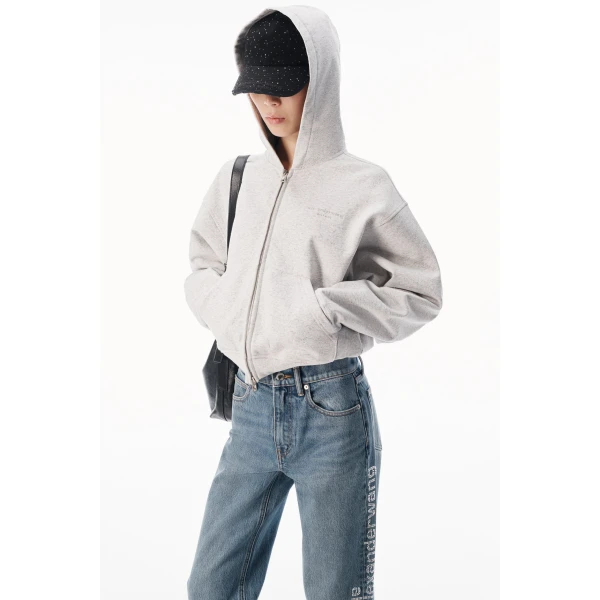 Alexander Wang EZ Crystal Hotfix Mirror Logo Jean in Vintage Medium Indigo | Denim | Luxury Shoes 
