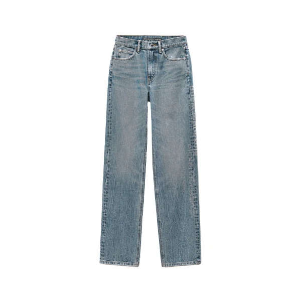 Alexander Wang EZ Crystal Hotfix Mirror Logo Jean in Vintage Medium Indigo | Luxury Shoes 
