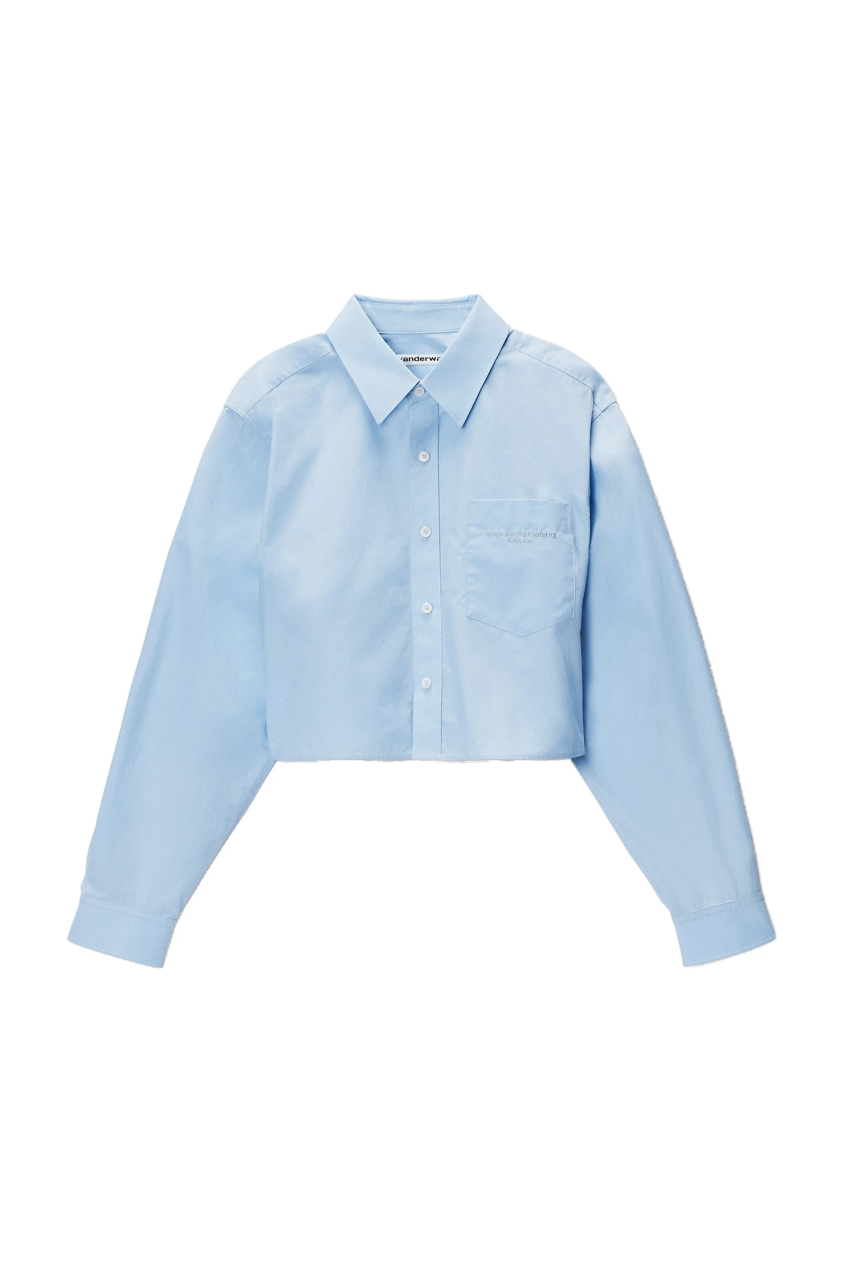 Alexander Wang Embroidered Logo Cropped Shirt in Oxford Blue Alexander Wang Embroidered Logo Cropped Shirt in Oxford Blue | Luxury Shoes