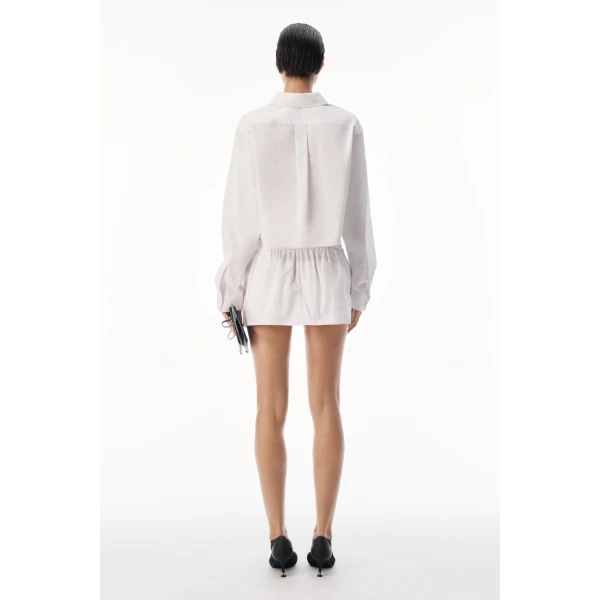 Alexander Wang Embroidered Logo Cropped Shirt in White | Shirts | Luxury Shoes 