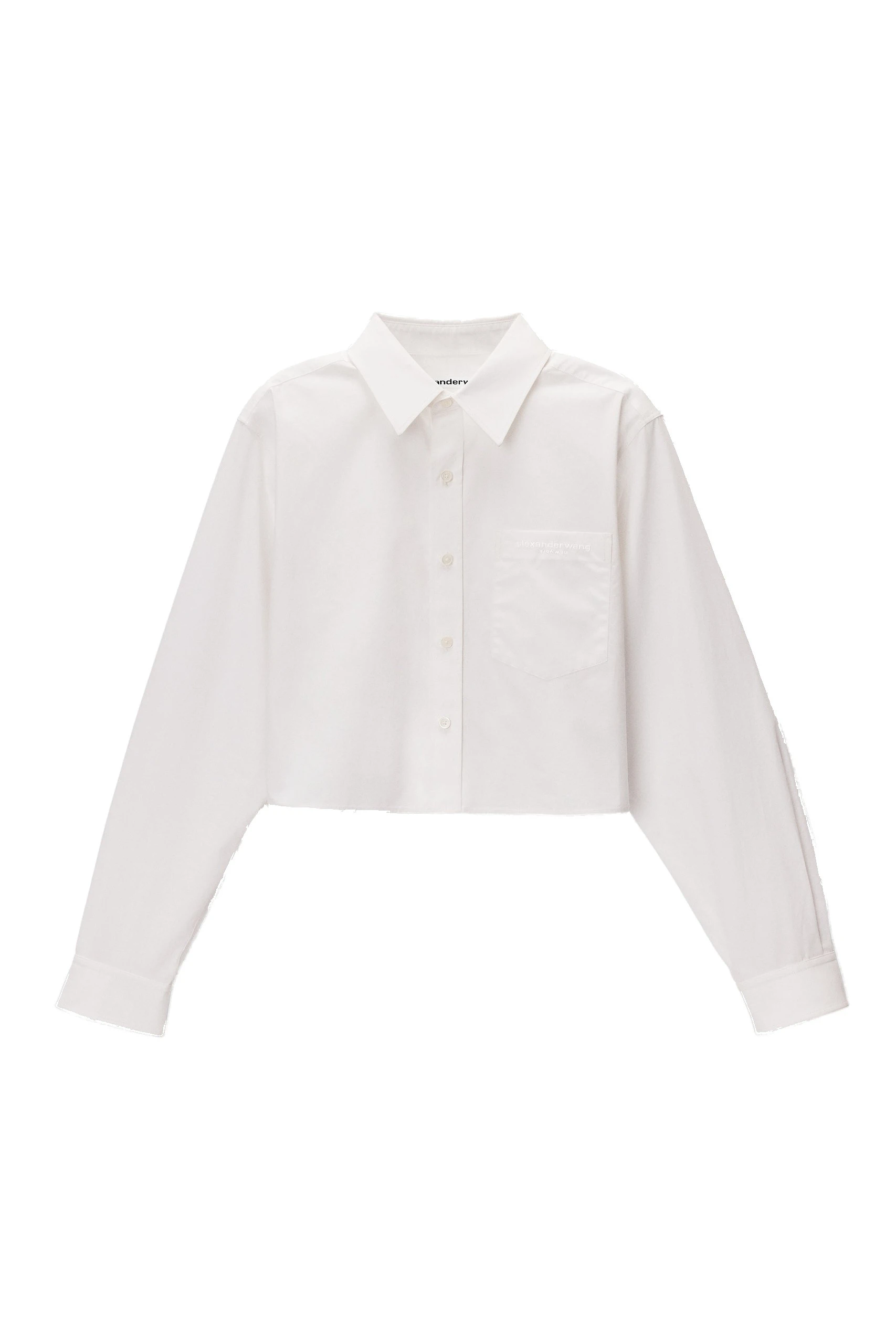 Alexander Wang Embroidered Logo Cropped Shirt in White Alexander Wang Embroidered Logo Cropped Shirt in White | Luxury Shoes