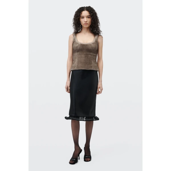 Alexander Wang Faux Fur Fitted Tank in Grey | Sleeveless | Luxury Shoes 