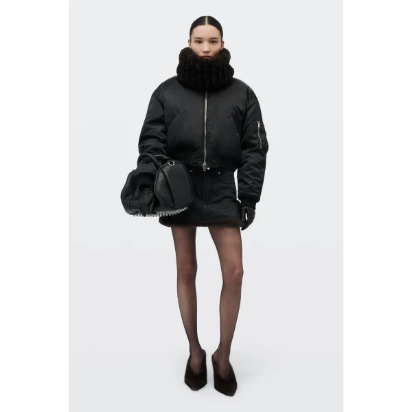 Alexander Wang Faux Fur Lined Bomber Jacket in Black | Jackets | Luxury Shoes 