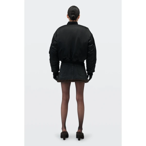 Alexander Wang Faux Fur Lined Bomber Jacket in Black | Jackets | Luxury Shoes 