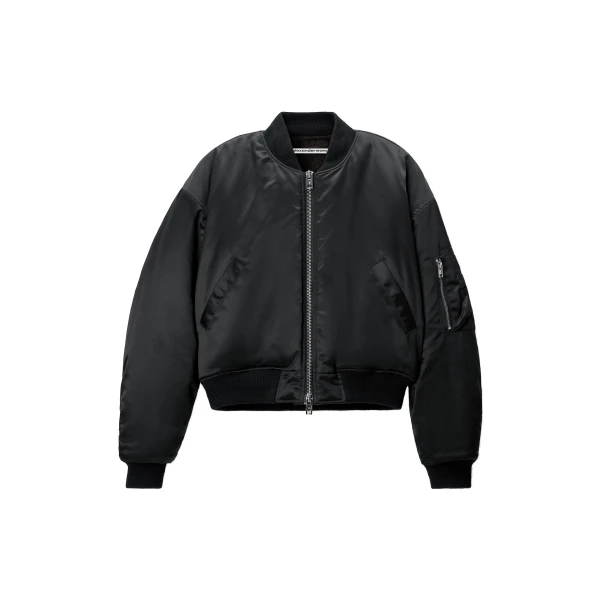Alexander Wang Faux Fur Lined Bomber Jacket in Black | Luxury Shoes 