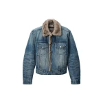 Alexander Wang Faux Fur Lined Denim Jacket in Tinted Medium Indigo | Luxury Shoes 