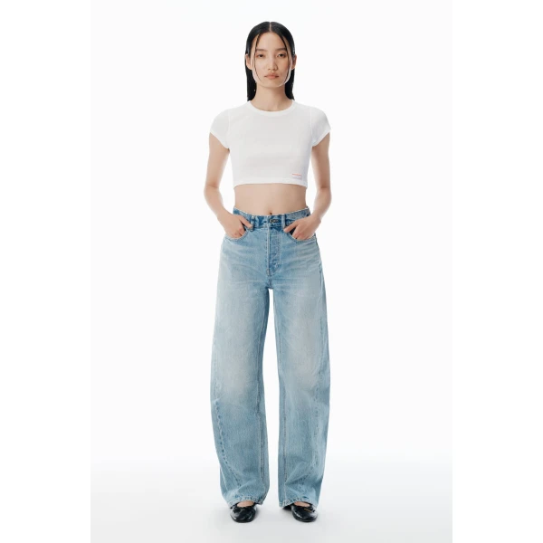 Alexander Wang Float Mid-Rise Jean in Vintage Bleach Blue | Denim | Luxury Shoes 