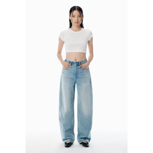 Alexander Wang Float Mid-Rise Jean in Vintage Bleach Blue | Denim | Luxury Shoes 