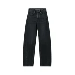 Alexander Wang Float Mid-Rise Relaxed Crystal Hotfix Belt Loop Jean in Grey Aged | Luxury Shoes 