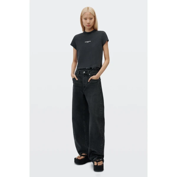 Alexander Wang Float Mid-Rise Relaxed Jean in Faded Black | Denim | Luxury Shoes 