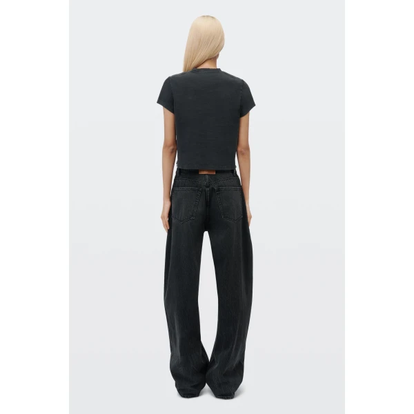 Alexander Wang Float Mid-Rise Relaxed Jean in Faded Black | Denim | Luxury Shoes 