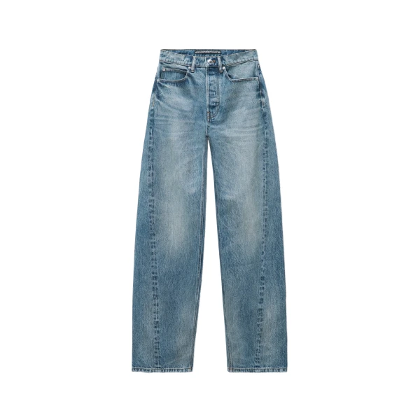 Alexander Wang Float Mid-Rise Relaxed Jean in Tinted Medium Indigo | Luxury Shoes 